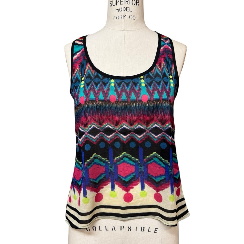 Wet Seal Fairy Y2K Cami Tank Top Size S Aztec Print High-Low Hem Boho Peasant